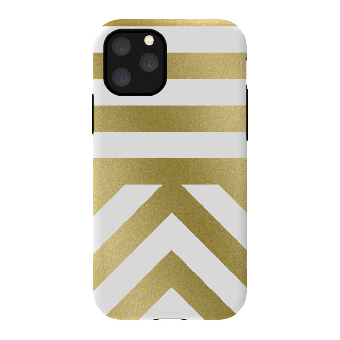 iPhone 11 Pro StrongFit Gold Chevron Stripes by Caitlin Workman