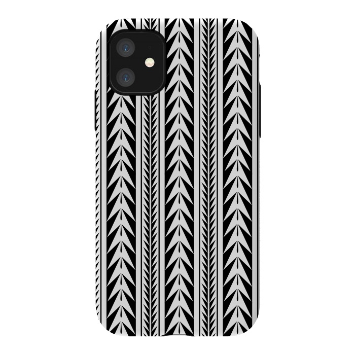 iPhone 11 StrongFit Edgy Black Stripes by Caitlin Workman