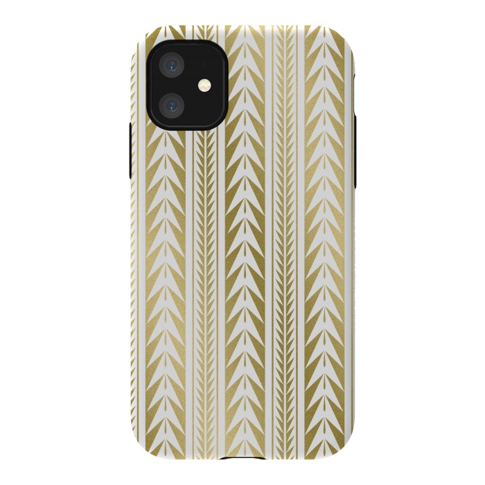 iPhone 11 StrongFit Edgy Gold Stripes by Caitlin Workman
