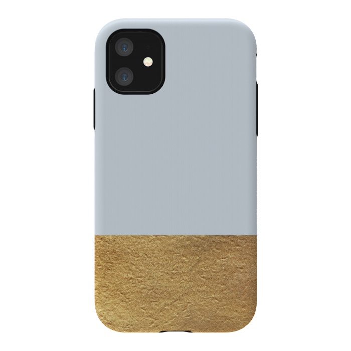 iPhone 11 StrongFit Color Block Light Blue and Gold by Caitlin Workman