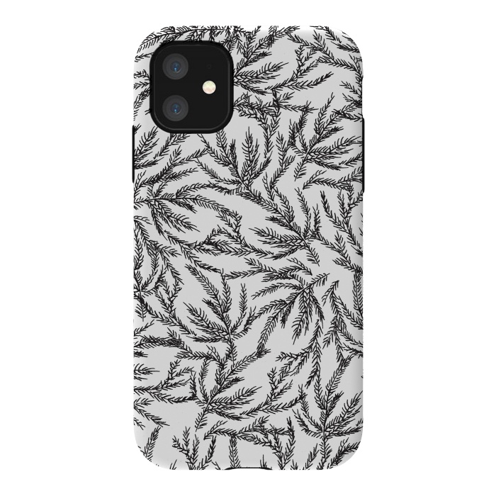 iPhone 11 StrongFit Black Coral Ferns by Caitlin Workman