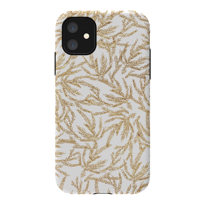 iPhone 11 StrongFit Gold Ferns by Caitlin Workman