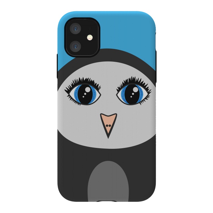 iPhone 11 StrongFit Cute Cartoon Geometric Penguin Face by Boriana Giormova