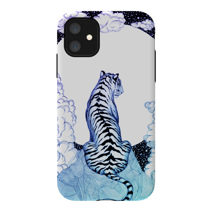 iPhone 11 StrongFit Ombre Tiger Moon by ECMazur 