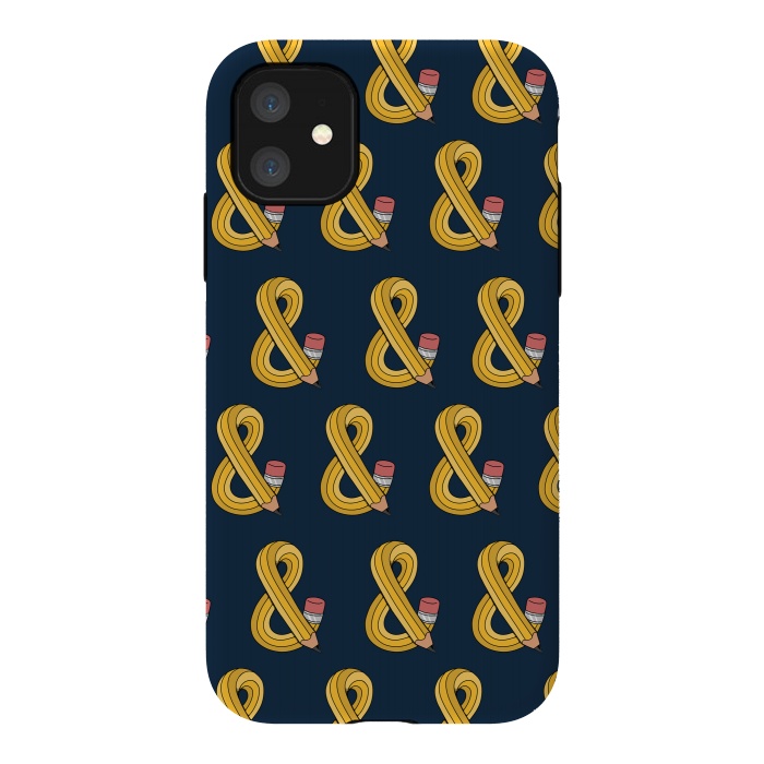 iPhone 11 StrongFit Ampersand pencil pattern by Coffee Man