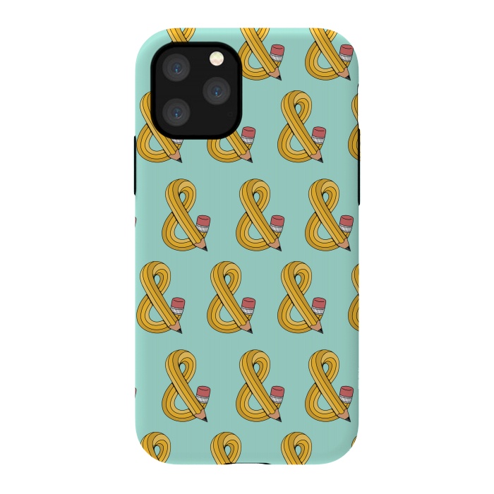 iPhone 11 Pro StrongFit Ampersand Pencil Pattern Green by Coffee Man