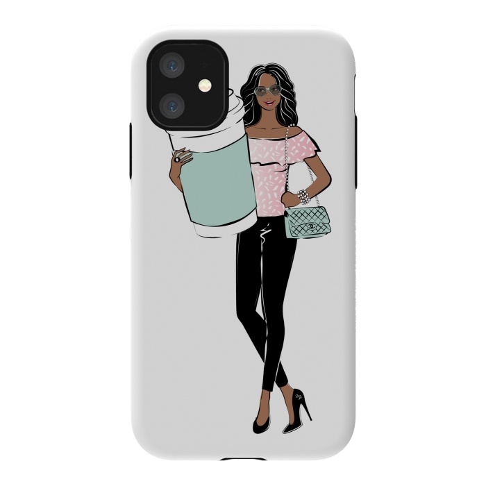 iPhone 11 StrongFit Girl with a big coffee cup by Martina
