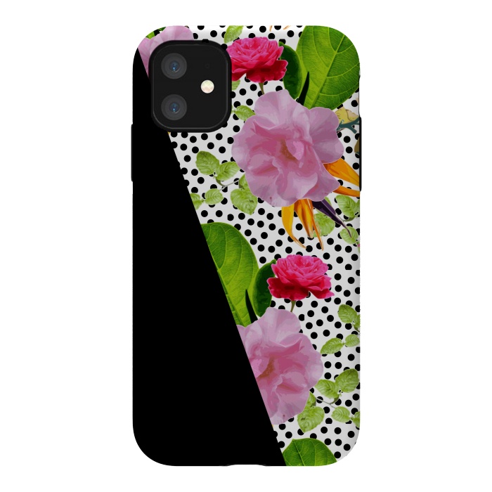 iPhone 11 StrongFit Dark Floral Polka by Zala Farah