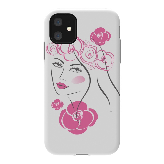 iPhone 11 StrongFit Pink Rose Lady by Martina