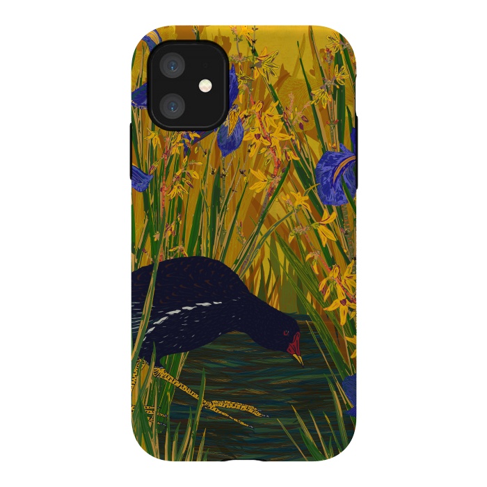 iPhone 11 StrongFit Moorhen and Iris by Lotti Brown
