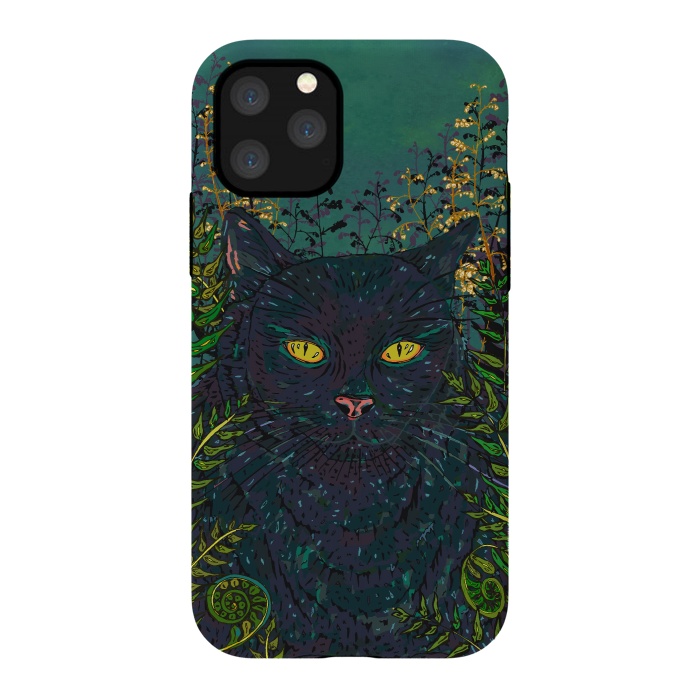 iPhone 11 Pro StrongFit Black Cat in Ferns by Lotti Brown
