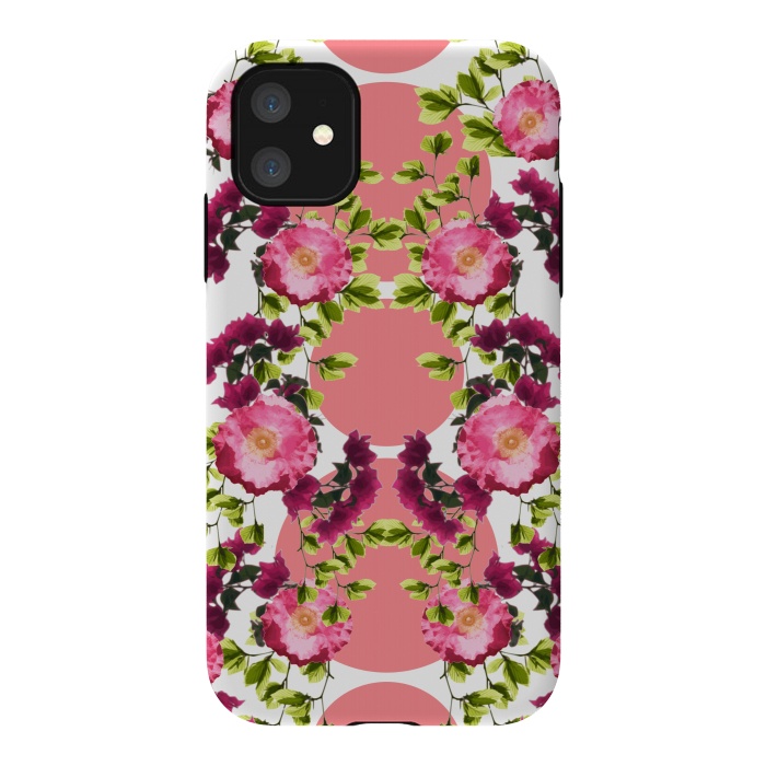 iPhone 11 StrongFit Symmetrical Pink Floral Print by Zala Farah