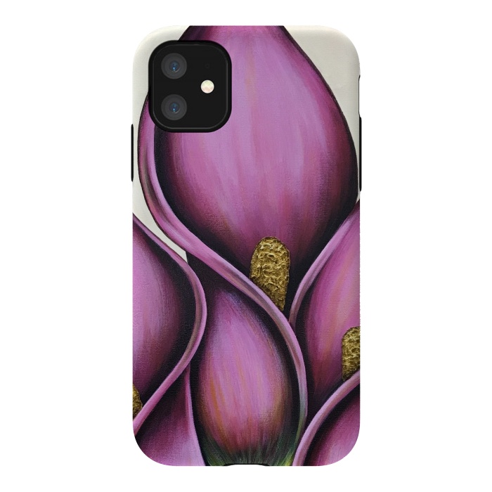iPhone 11 StrongFit Pink Calla Lilies by Denise Cassidy Wood