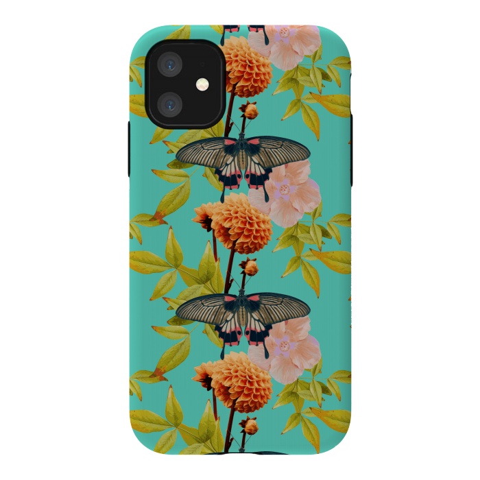 iPhone 11 StrongFit Tropical Butterfly Garden by Zala Farah