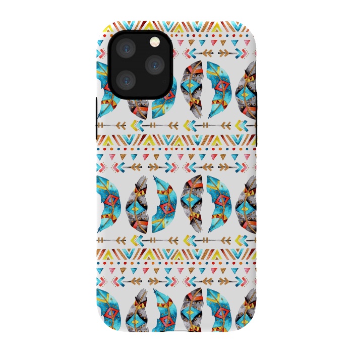 iPhone 11 Pro StrongFit Feathers and Arrows by Pom Graphic Design
