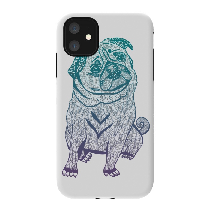iPhone 11 StrongFit Duotone pug by Pom Graphic Design