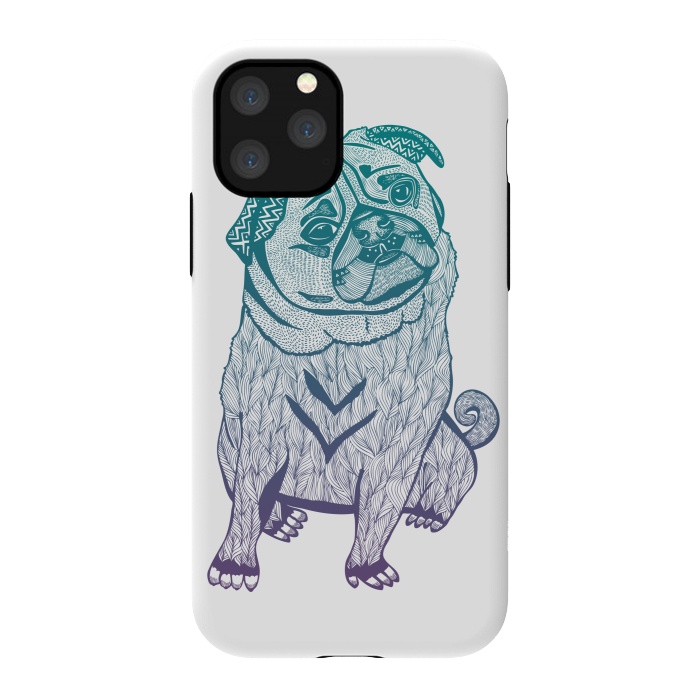 iPhone 11 Pro StrongFit Duotone pug by Pom Graphic Design
