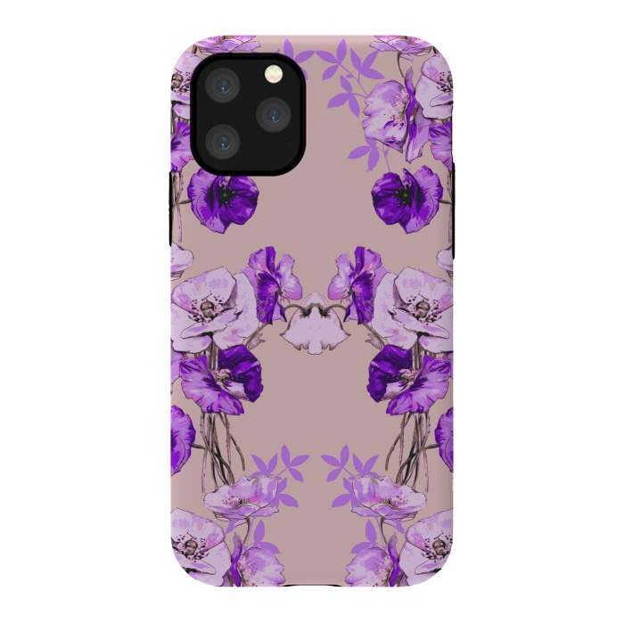 iPhone 11 Pro StrongFit Dramatic Florals (Purple) by Zala Farah
