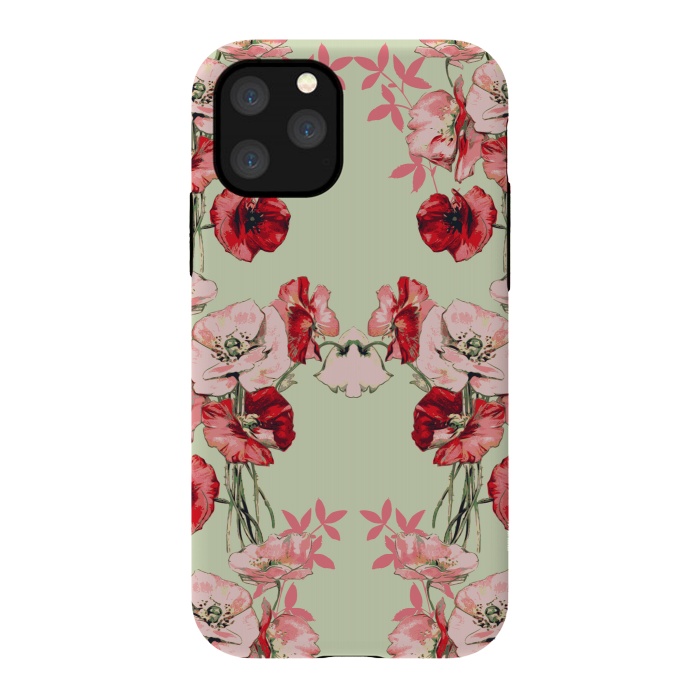 iPhone 11 Pro StrongFit Dramatic Florals (Red) by Zala Farah