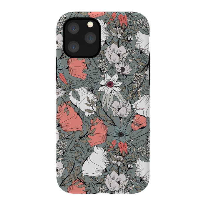 iPhone 11 Pro StrongFit Botanical Pattern Gray by Jelena Obradovic
