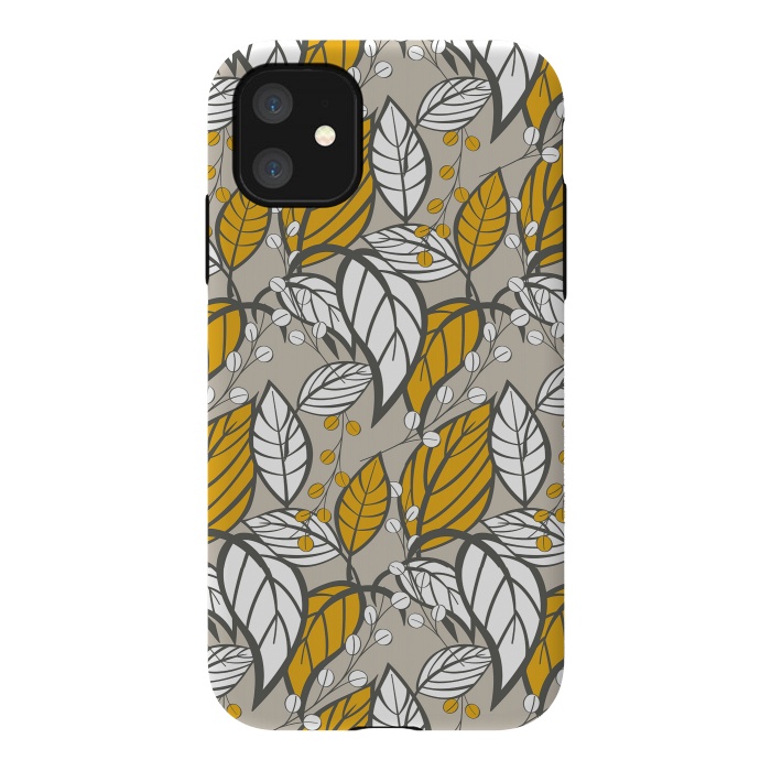iPhone 11 StrongFit Seamless floral pattern with hand drawn leaves by Jelena Obradovic