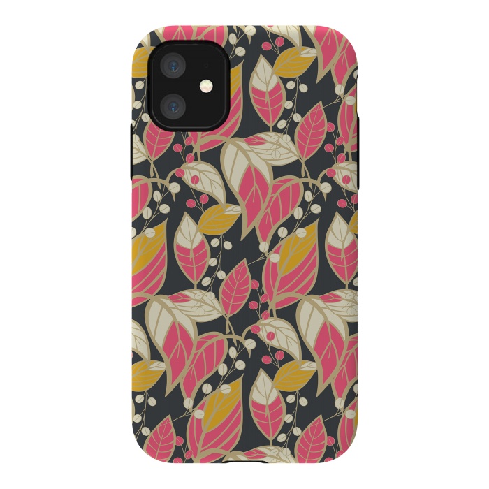 iPhone 11 StrongFit Seamless floral pattern with hand drawn leaves 002 by Jelena Obradovic