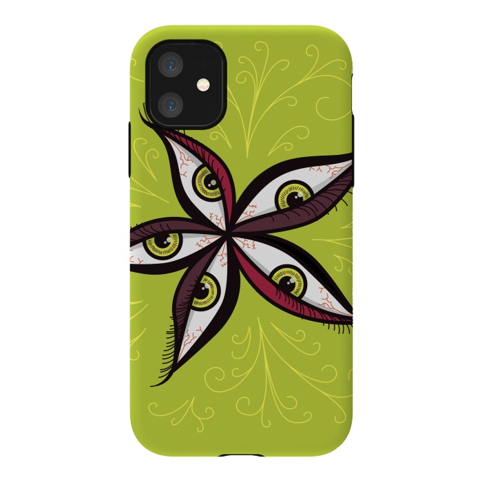 iPhone 11 StrongFit Weird Abstract Green Eyes Flower by Boriana Giormova
