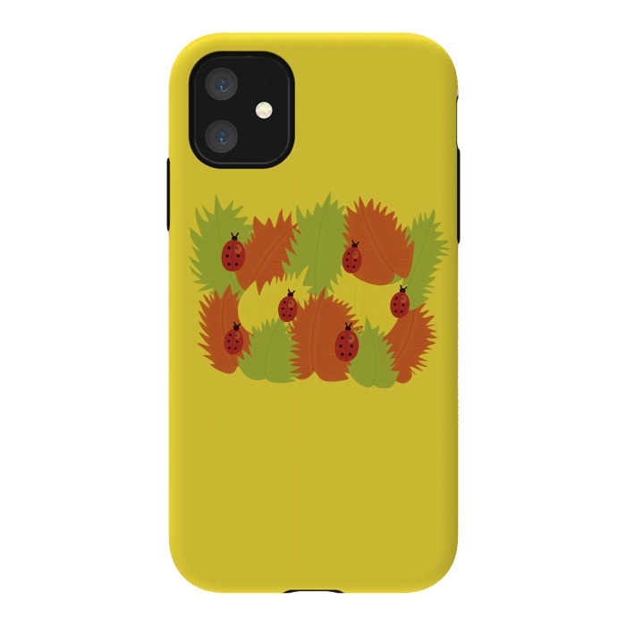 iPhone 11 StrongFit Autumn Leaves And Ladybugs by Boriana Giormova