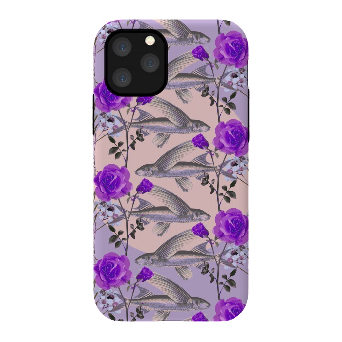 iPhone 11 Pro StrongFit Floral Fishies (Purple) by Zala Farah