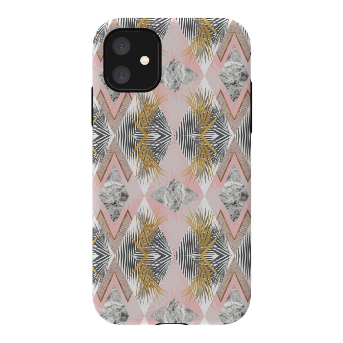 iPhone 11 StrongFit Marbled tropical geometric pattern II by Mmartabc