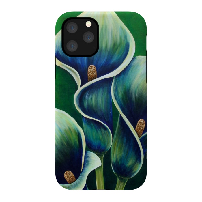 iPhone 11 Pro StrongFit Blue Calla Lilies by Denise Cassidy Wood