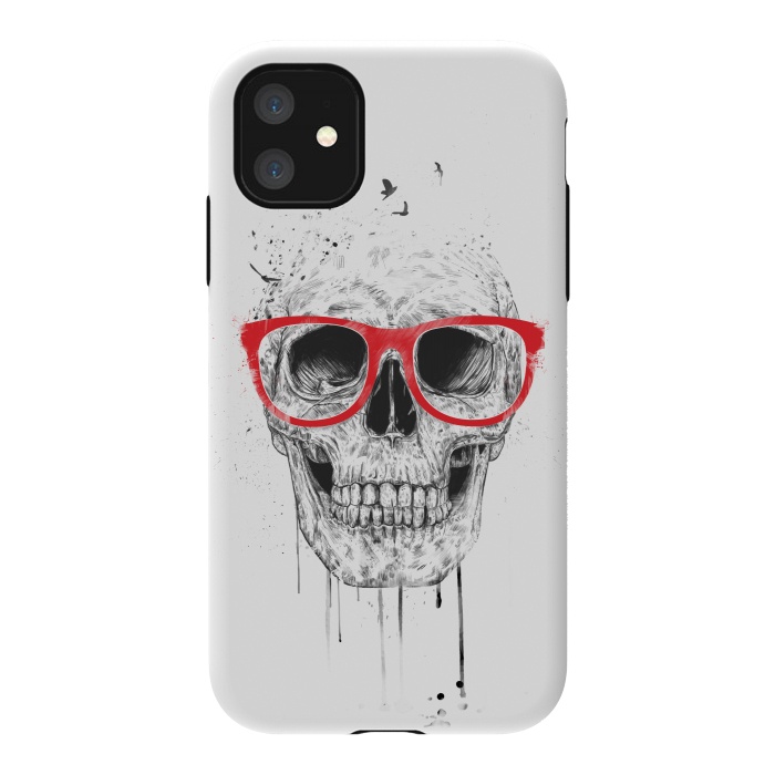 iPhone 11 StrongFit Skull with red glasses by Balazs Solti