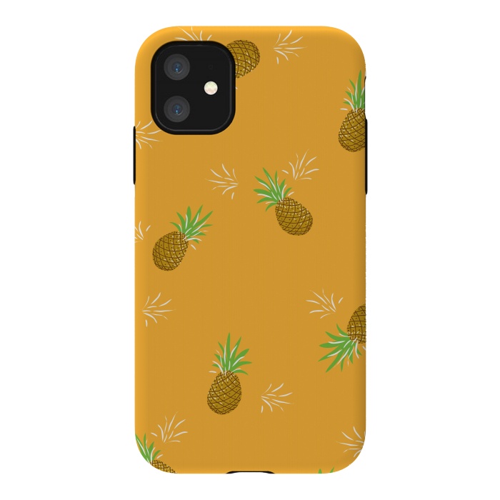 iPhone 11 StrongFit Pineapples in Mango by Zoe Charlotte