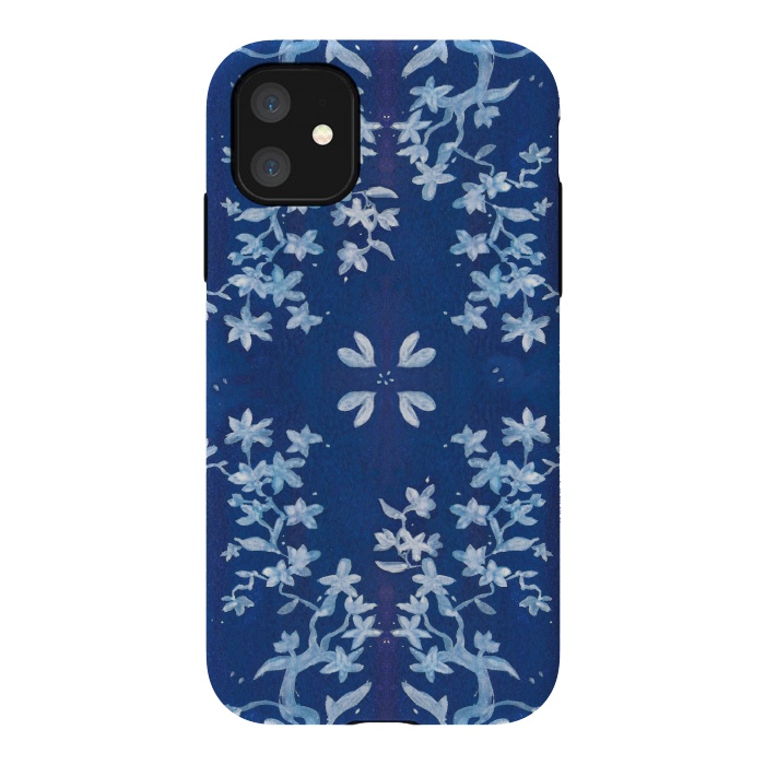 iPhone 11 StrongFit Indigo Floral by Zoe Charlotte