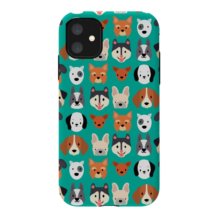 iPhone 11 StrongFit Dog faces pattern by Maria Jose Da Luz
