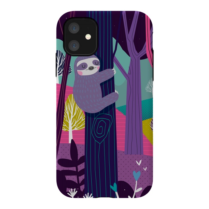 iPhone 11 StrongFit Sloth in the woods by Maria Jose Da Luz