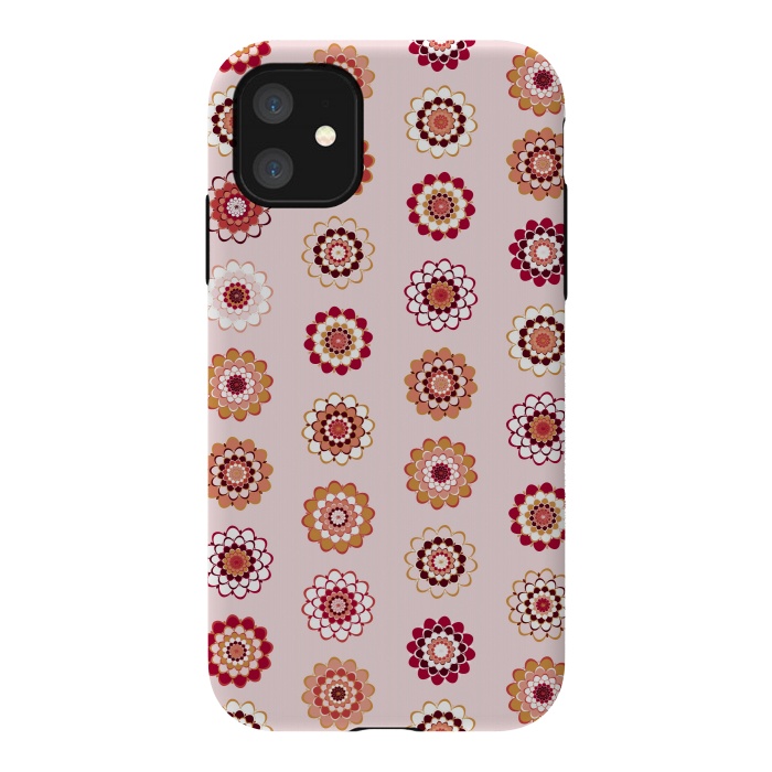 iPhone 11 StrongFit Polka Dot Mandala Flowers by Paula Ohreen