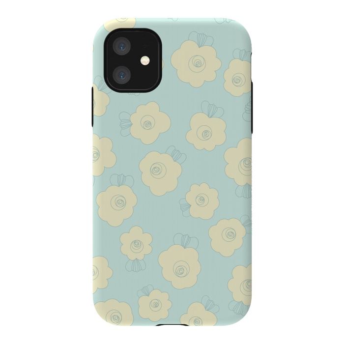 iPhone 11 StrongFit Blue Fluffy Flowers by Paula Ohreen