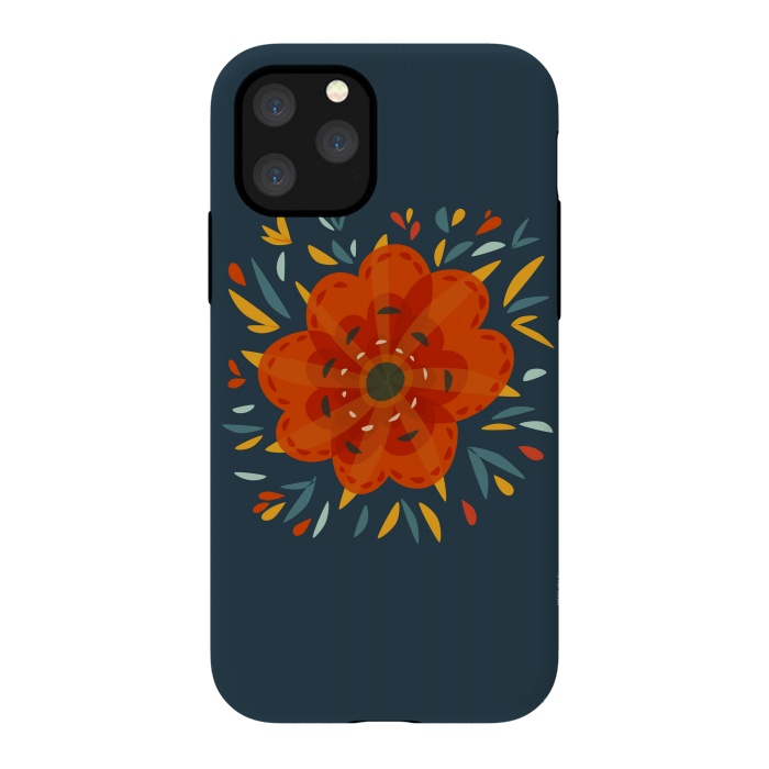 iPhone 11 Pro StrongFit Decorative Whimsical Orange Flower by Boriana Giormova