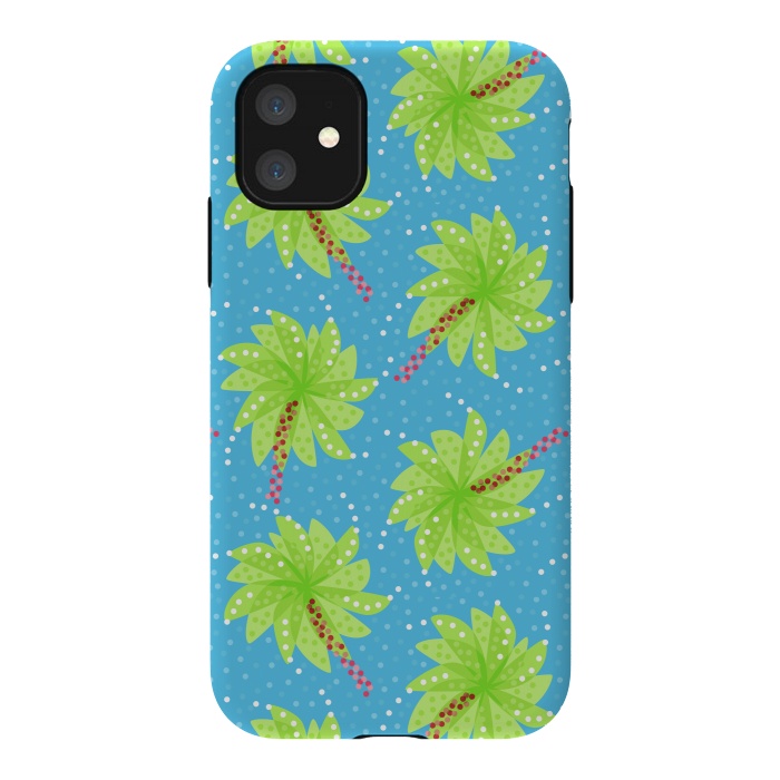 iPhone 11 StrongFit Abstract Flower-like Palm Trees Pattern by Boriana Giormova