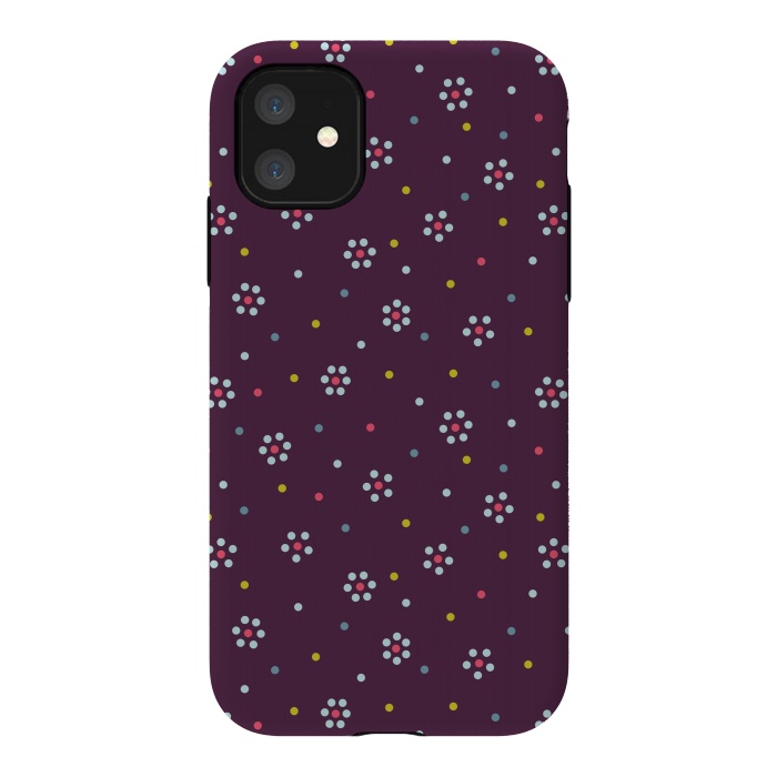iPhone 11 StrongFit Flowers Made Of Dots Pattern On Purple by Boriana Giormova