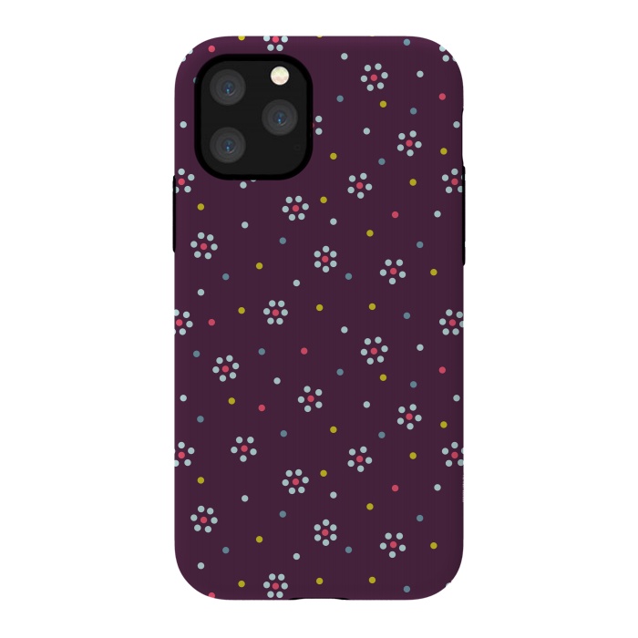 iPhone 11 Pro StrongFit Flowers Made Of Dots Pattern On Purple by Boriana Giormova