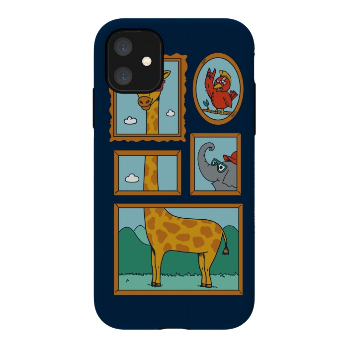 iPhone 11 StrongFit Portrait of Animals Blue by Coffee Man