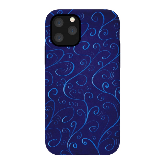 iPhone 11 Pro StrongFit Beautiful Glowing Blue Swirls by Boriana Giormova