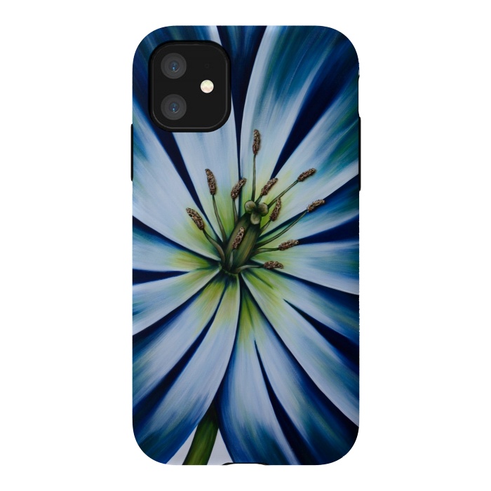 iPhone 11 StrongFit Blue Tulip Flower by Denise Cassidy Wood