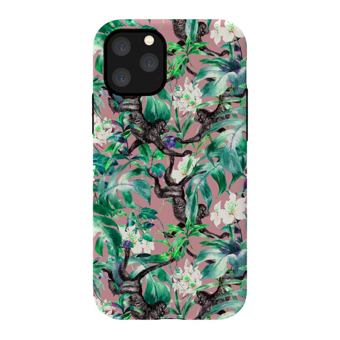 iPhone 11 Pro StrongFit Monkeys in the flowery jungle I by Mmartabc