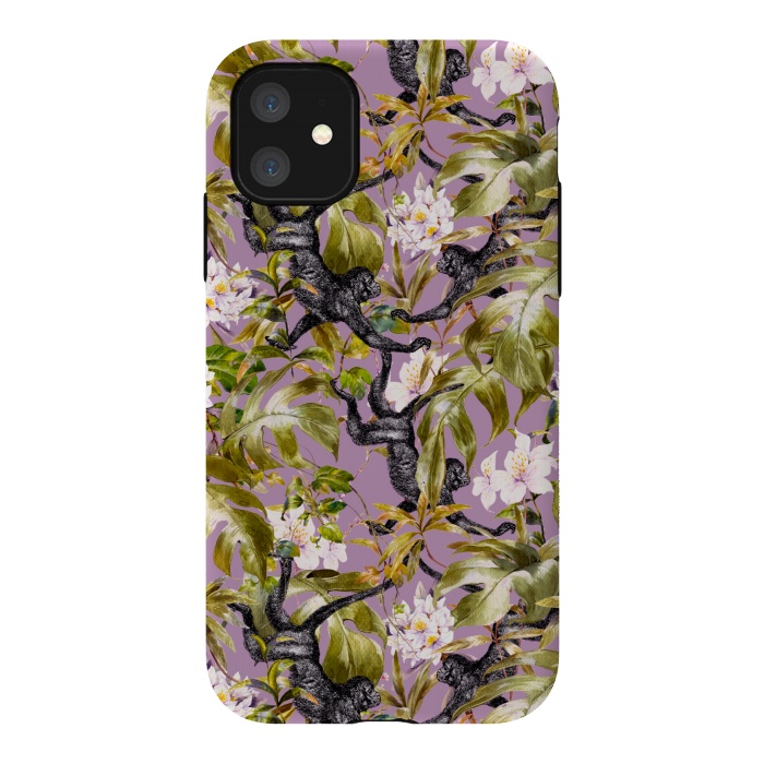 iPhone 11 StrongFit Monkeys in the flowery jungle II by Mmartabc