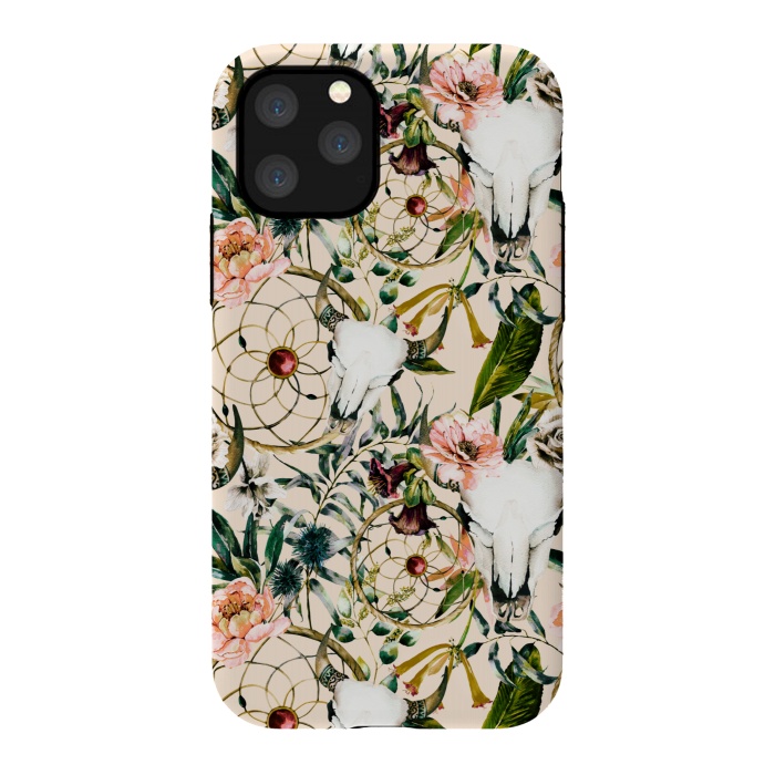 iPhone 11 Pro StrongFit Bohemian dreamcatcher and skull floral  by Mmartabc