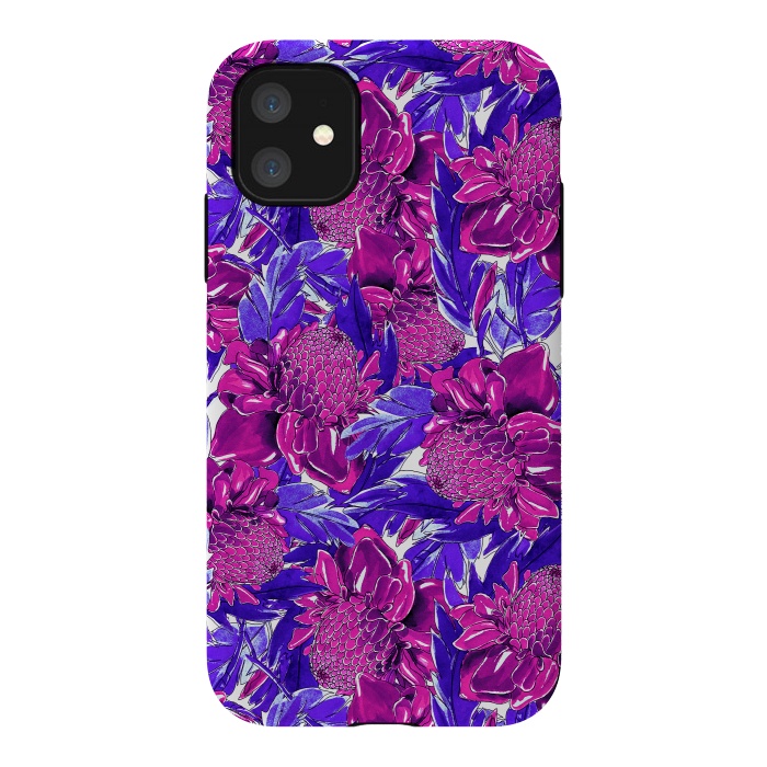 iPhone 11 StrongFit Ultra violet proteas meadow by Mmartabc