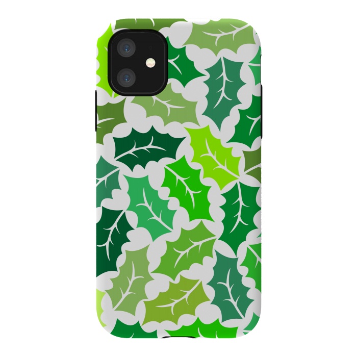 iPhone 11 StrongFit Green Leaves Pattern by Dhruv Narelia